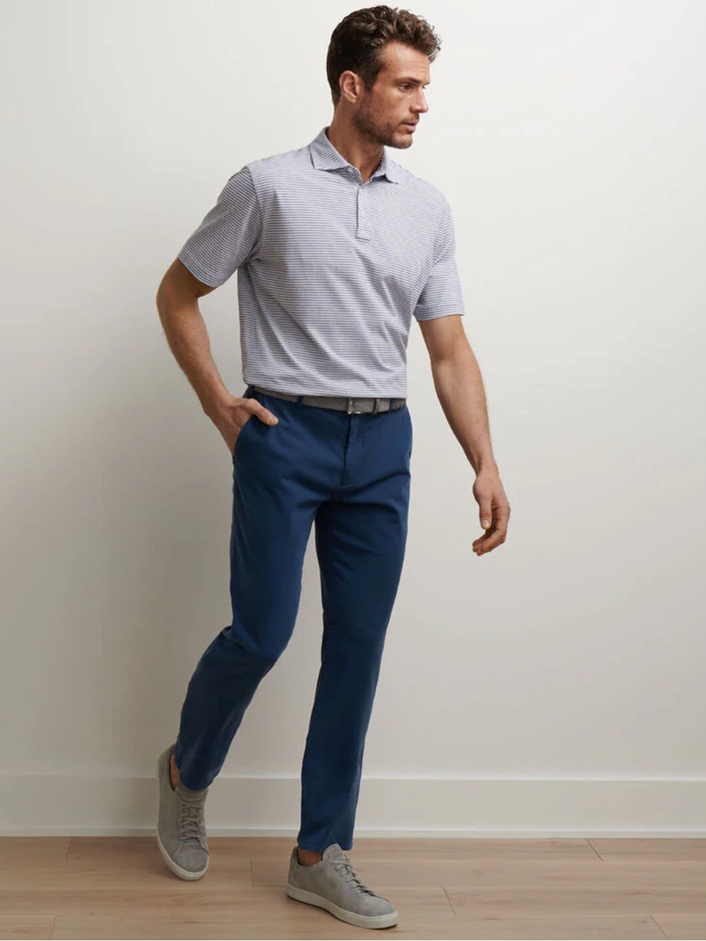 NWT Peter Millar Signature Sateen Flat Front Trouser- Navy (34x32)